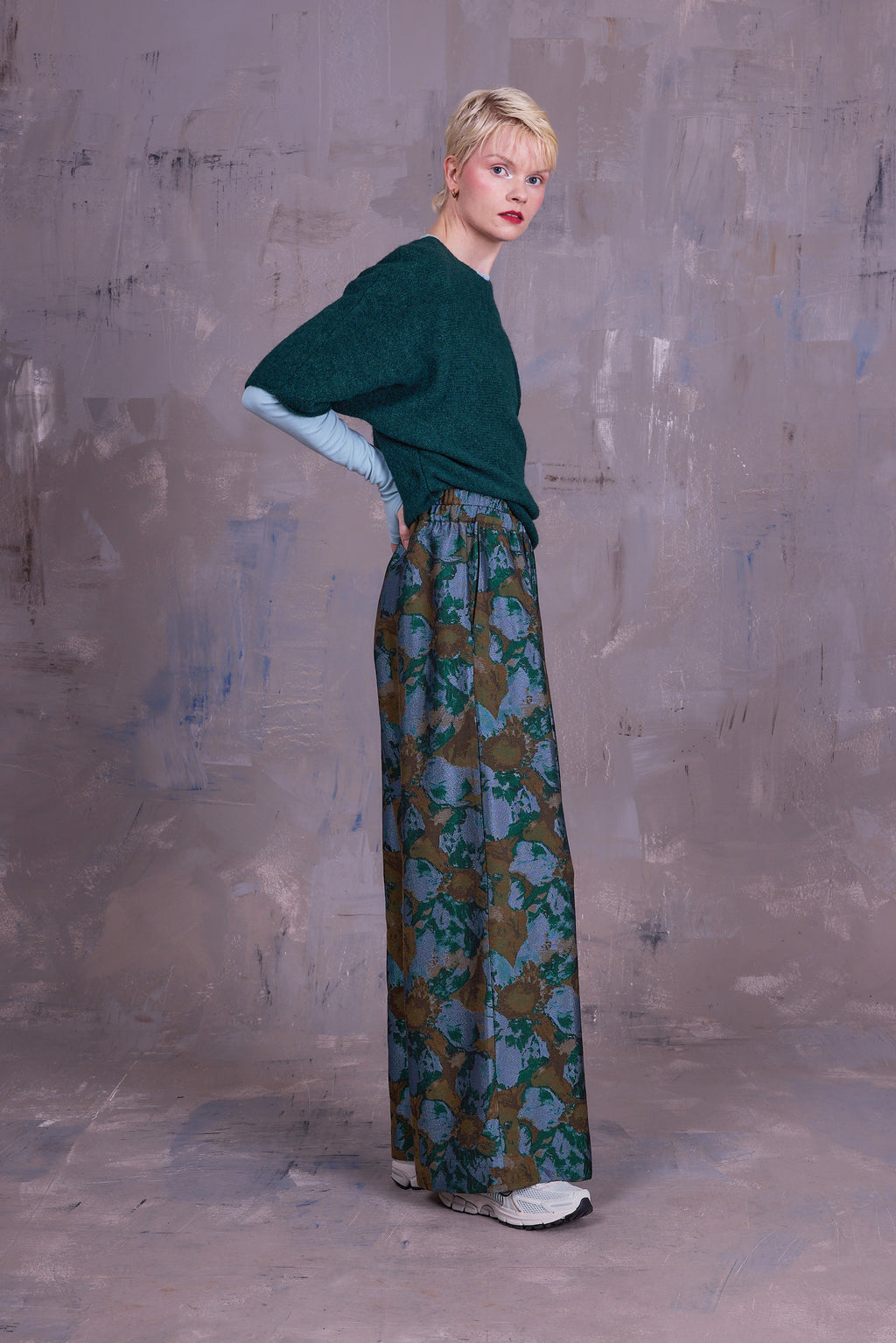 Freddy trousers in rivergreen jacquard