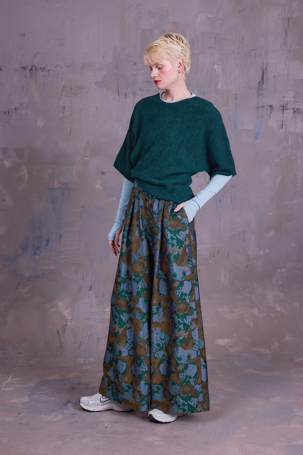 Freddy trousers in rivergreen jacquard