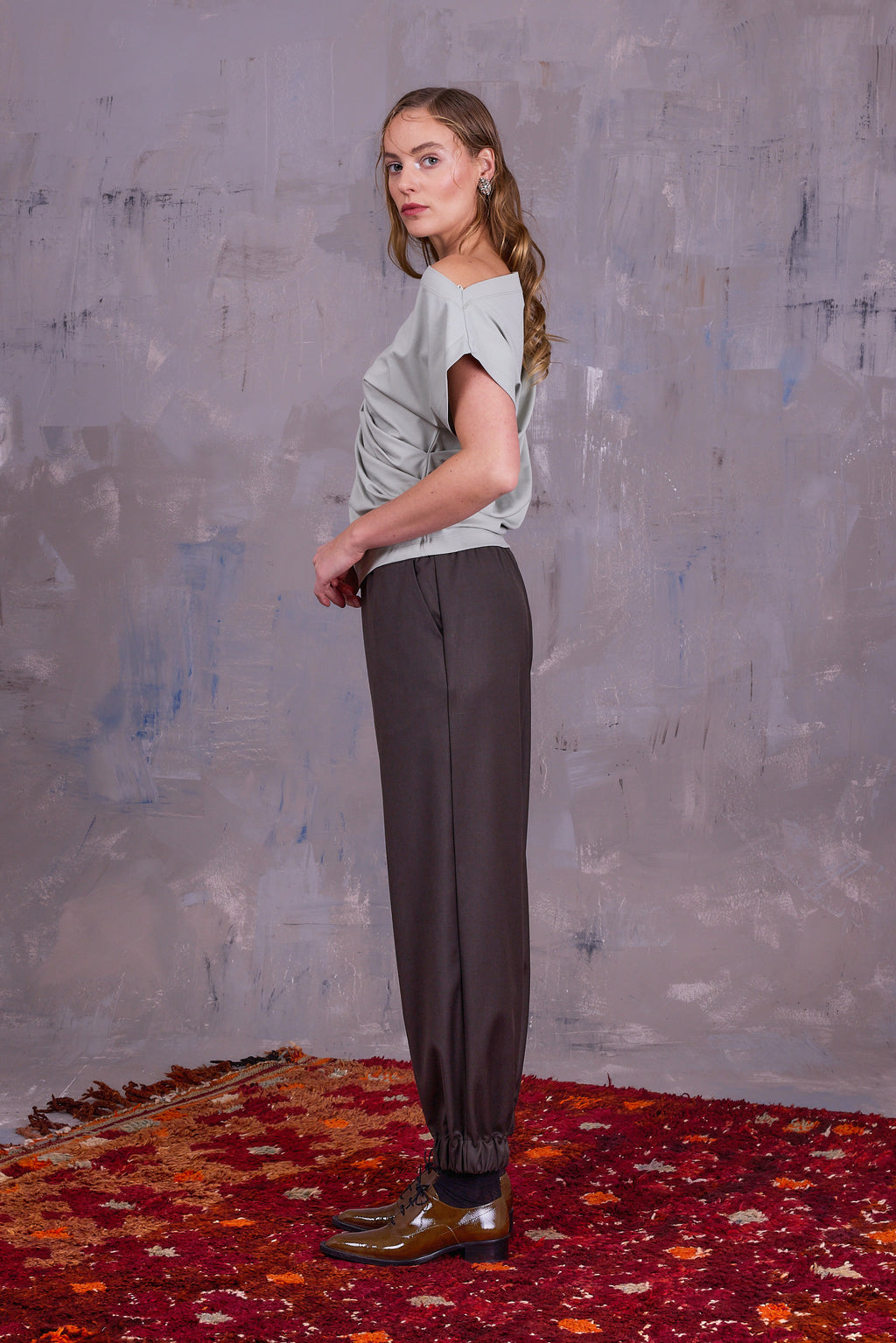 Fina broek in black olive