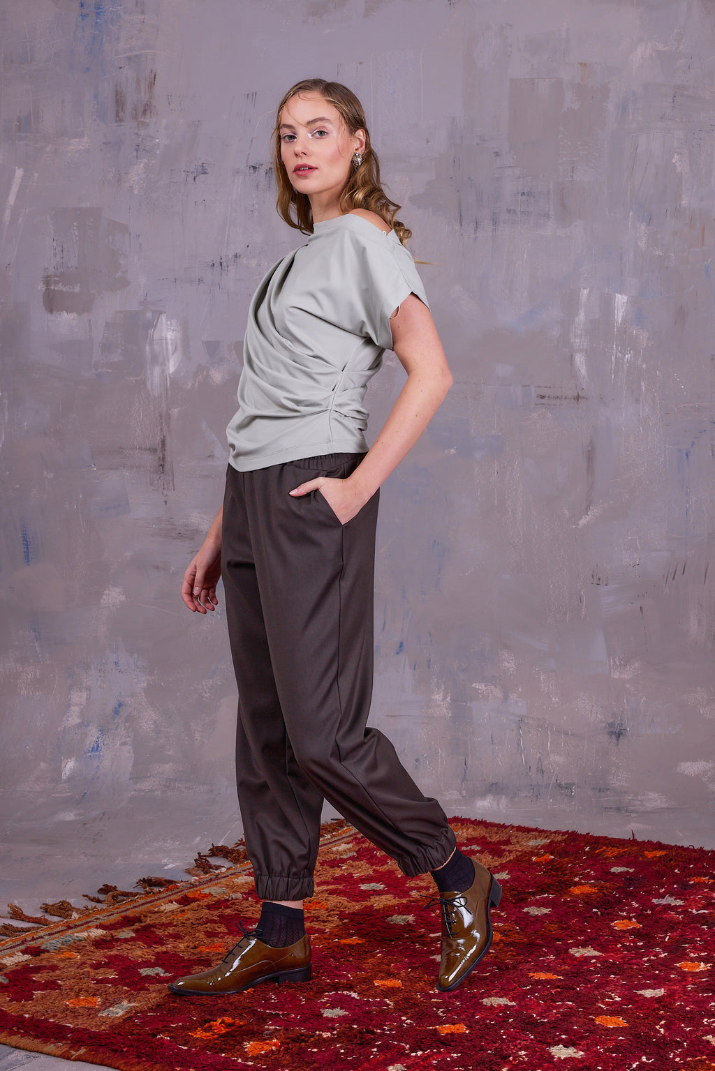 Fina broek in black olive