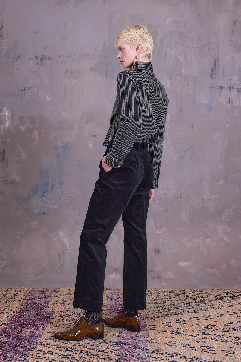 Gons trousers in black forest velvet