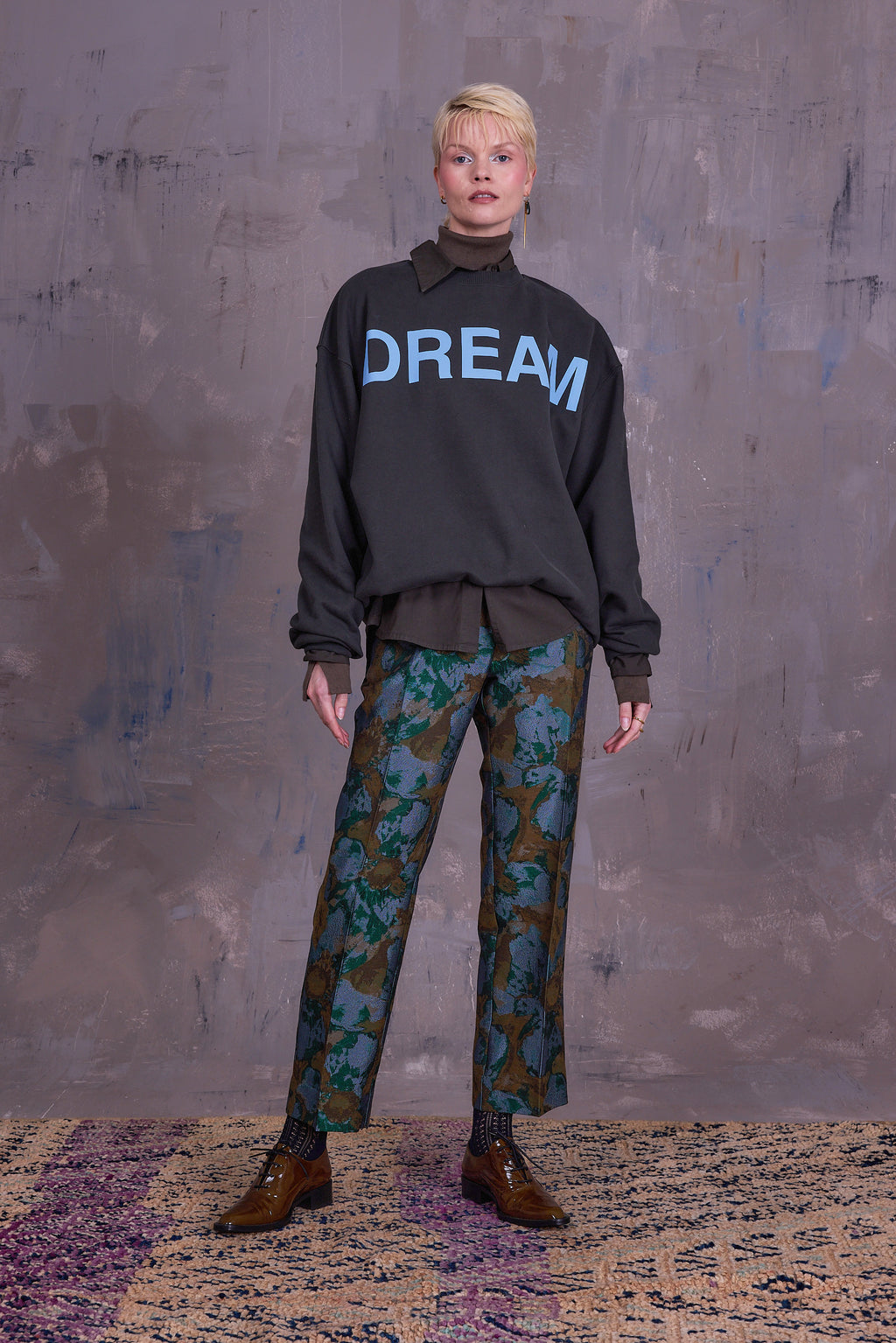 Gons trousers in rivergreen jacquard