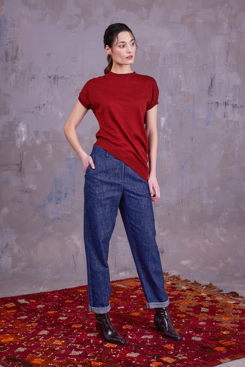 Fannie broek in denim gabardine