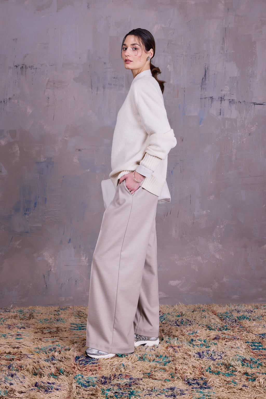 Cezar broek in light grey blend