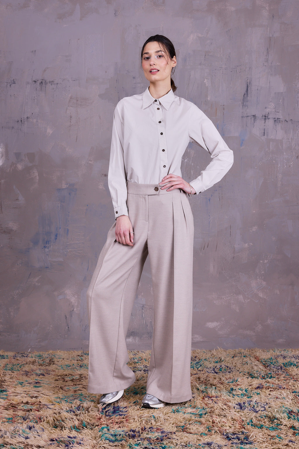 Cezar broek in light grey blend
