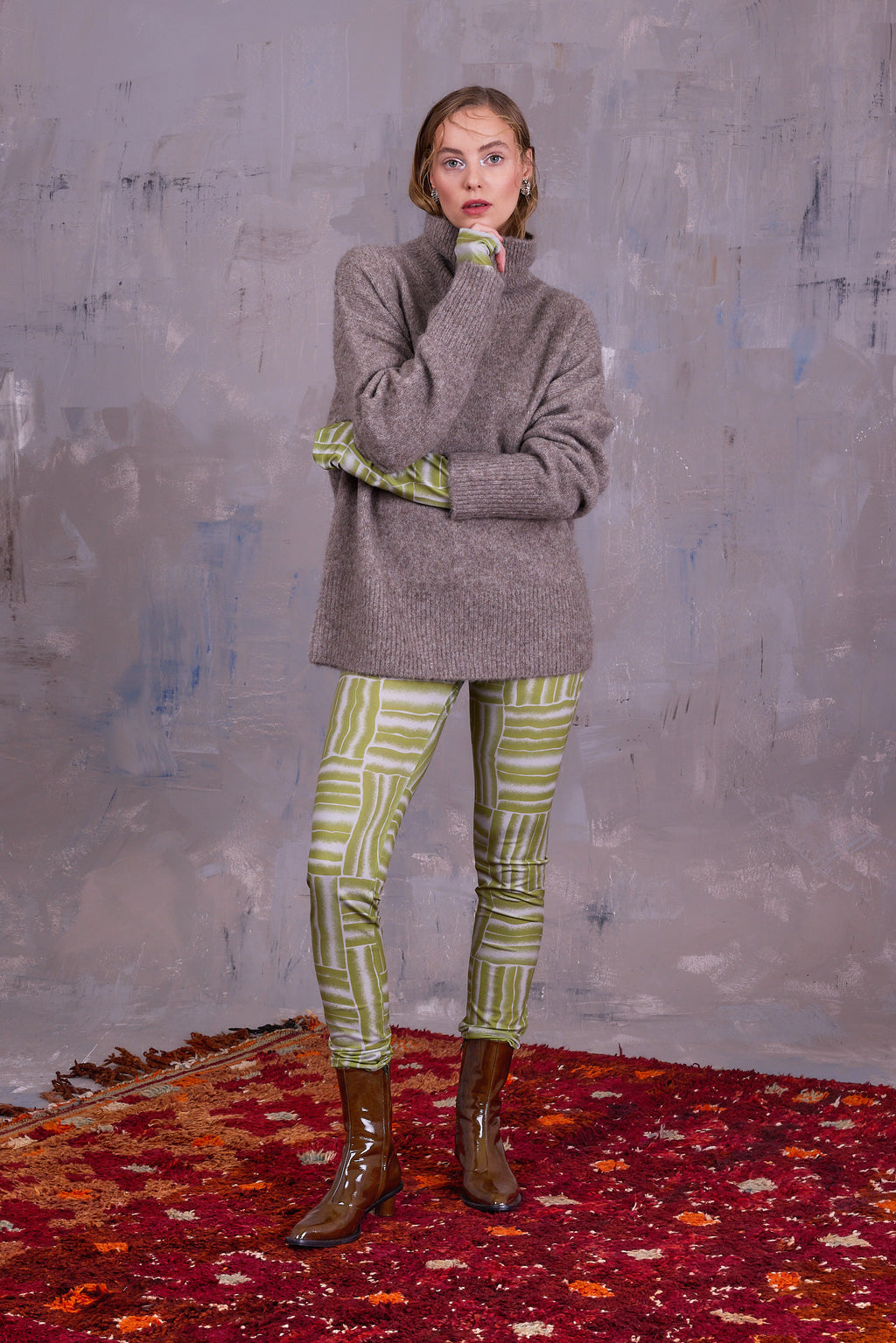 Etienne legging in lemon grass wovens