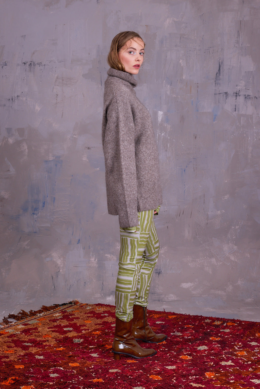 Etienne legging in lemon grass wovens
