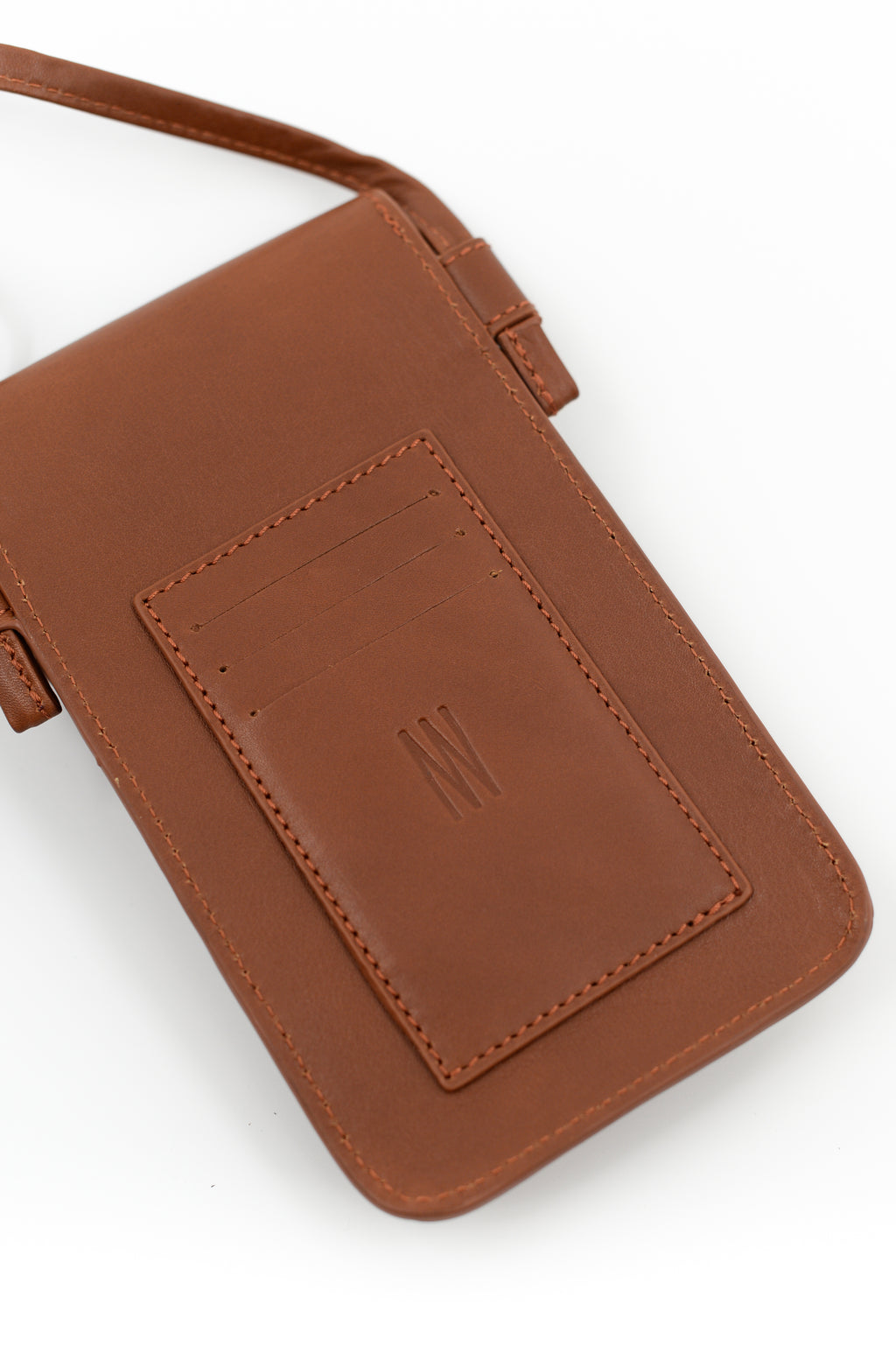 Smartphone-Tasche aus cognacfarbenem Nappaleder