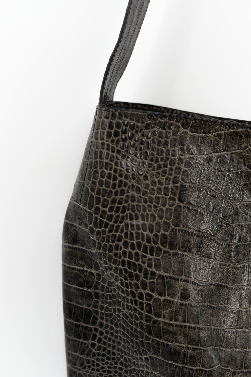 Big crossbody handbag in croco black olive