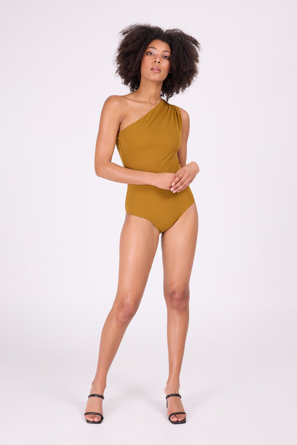 Mustard asymmetrical swimsuit