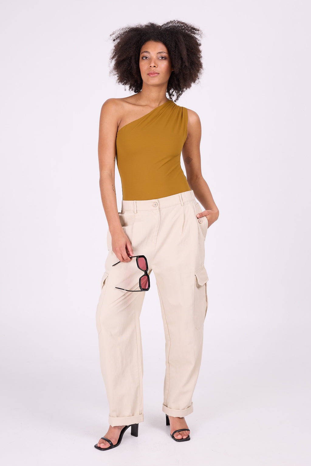 Mustard asymmetrical swimsuit