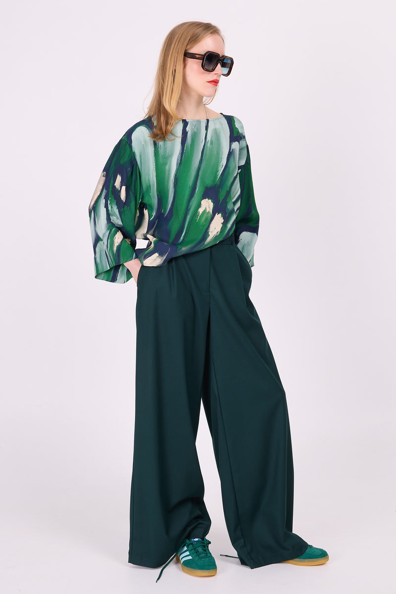 Blouse Chica en vert scarabée avec des ailes