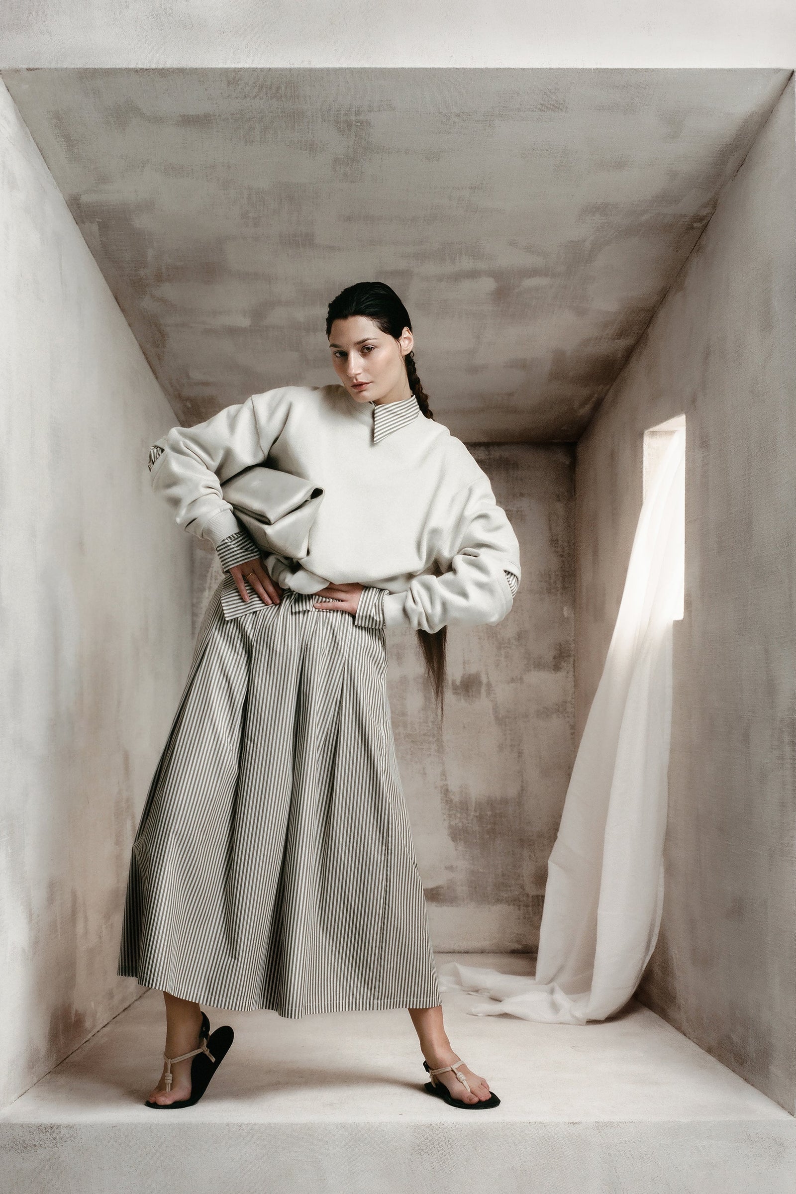 Fieke skirt in khaki stripes