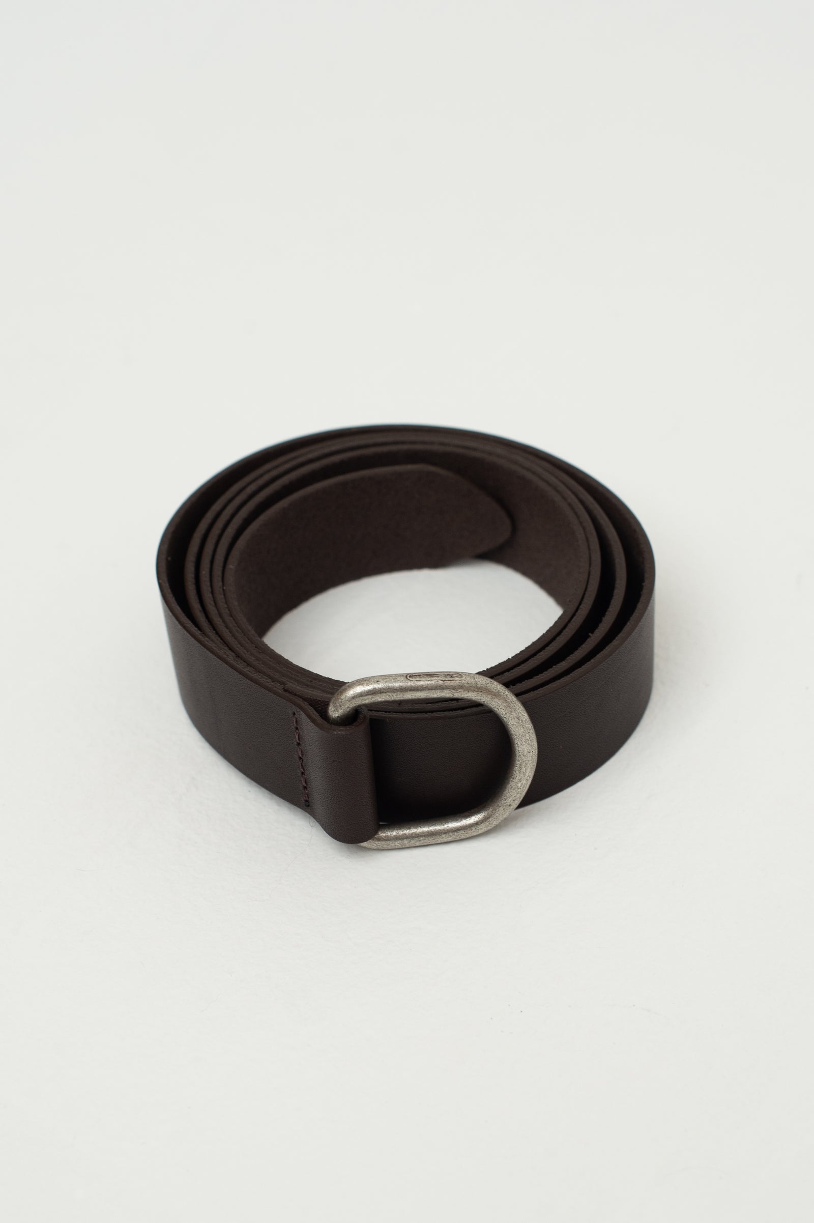 Dark brown leather D-ring belt