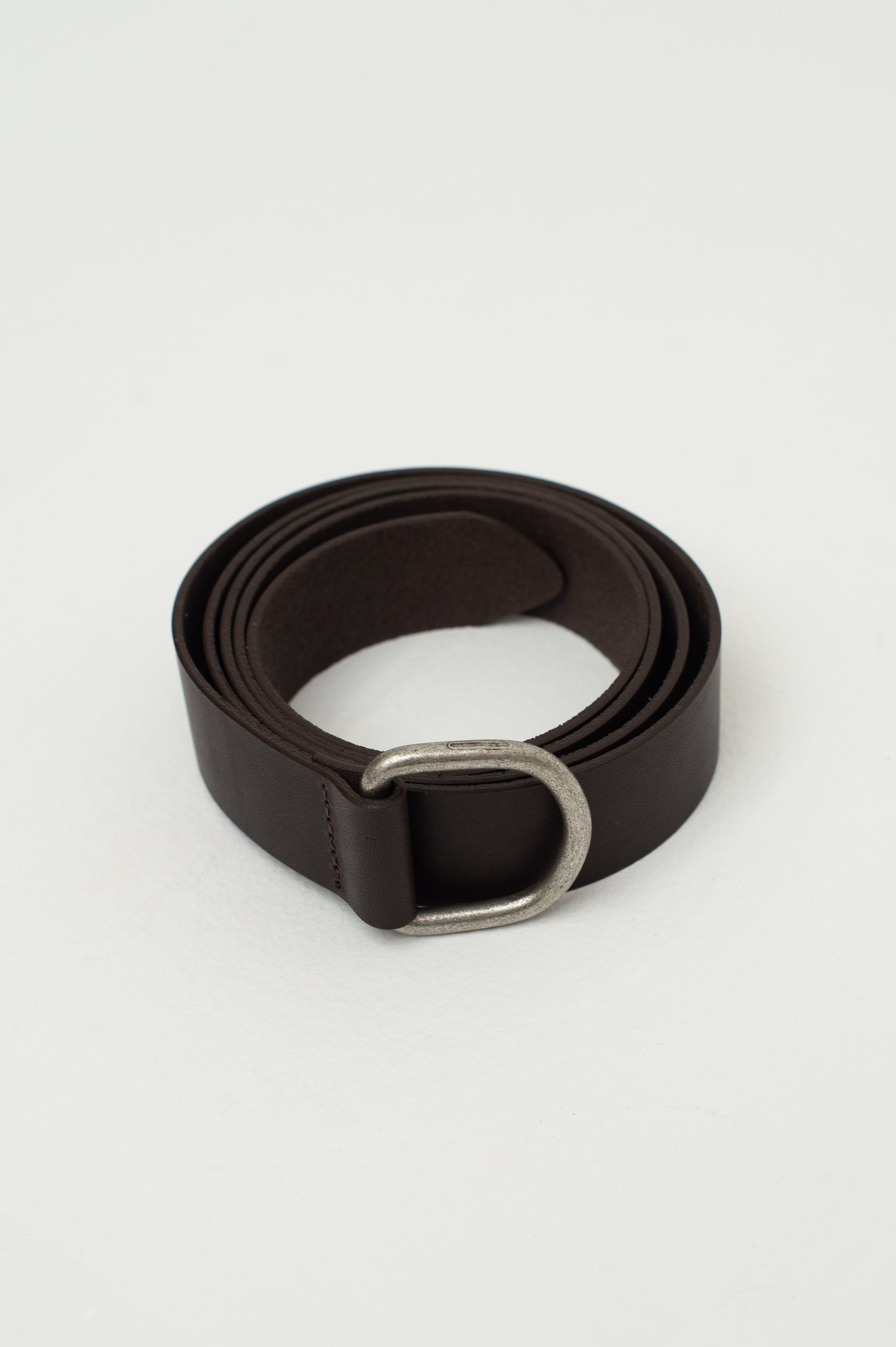 Dark brown leather D-ring belt