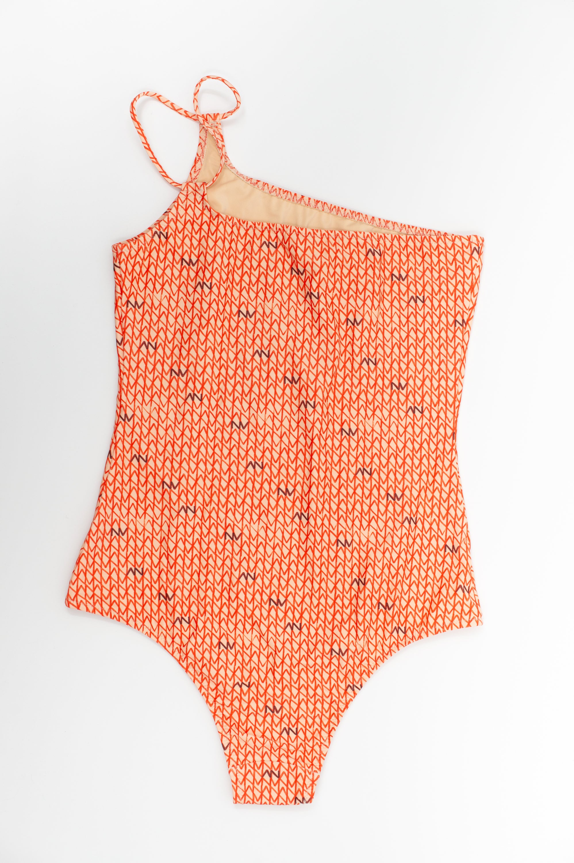 Oranger asymmetrischer Badeanzug