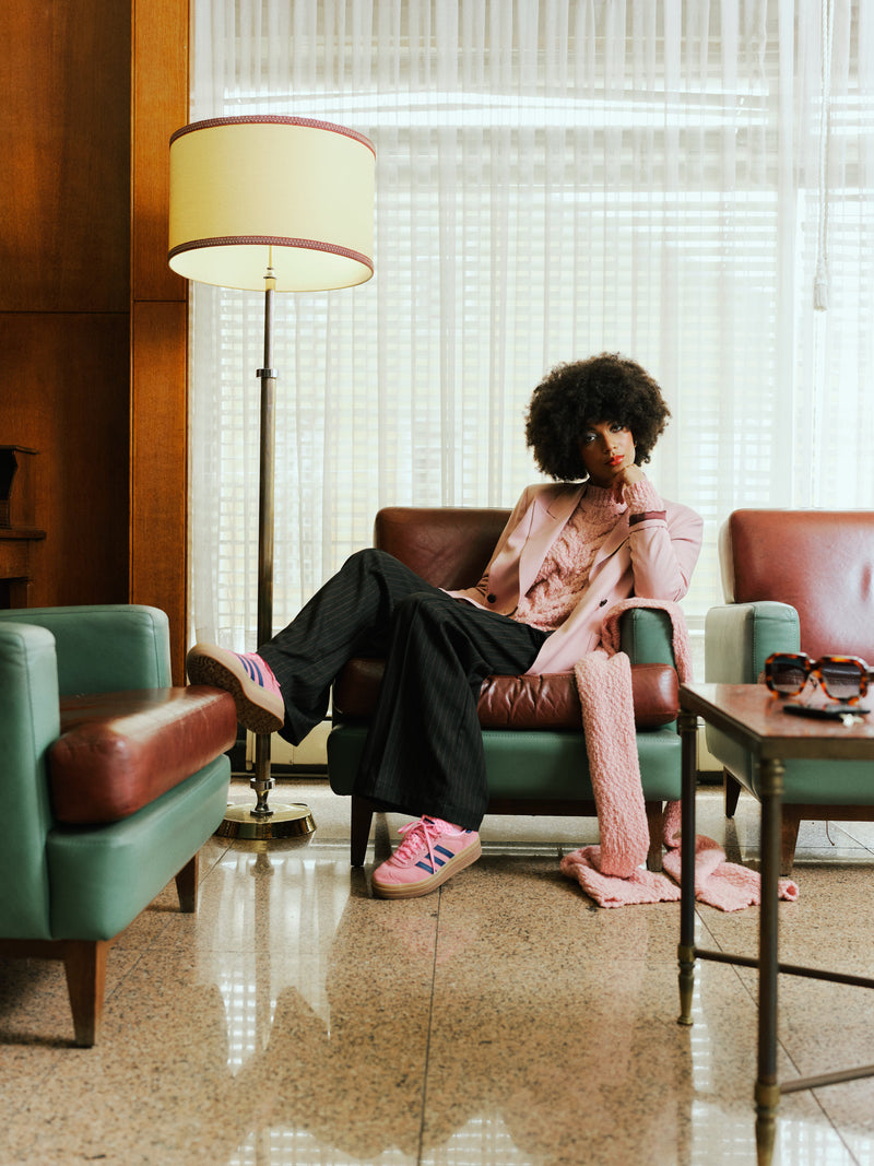 Cezar trousers with pink pinstripe