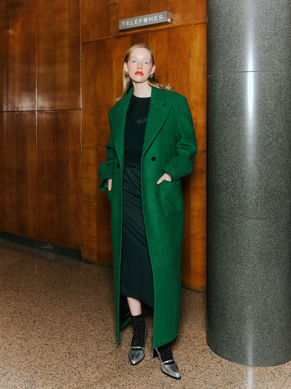 Esteban long coat in grass green