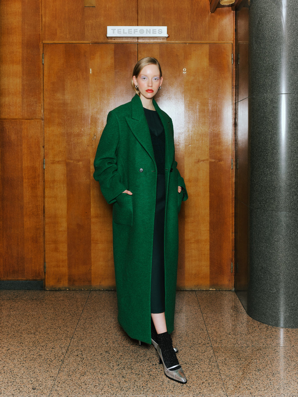 Esteban long coat in grass green