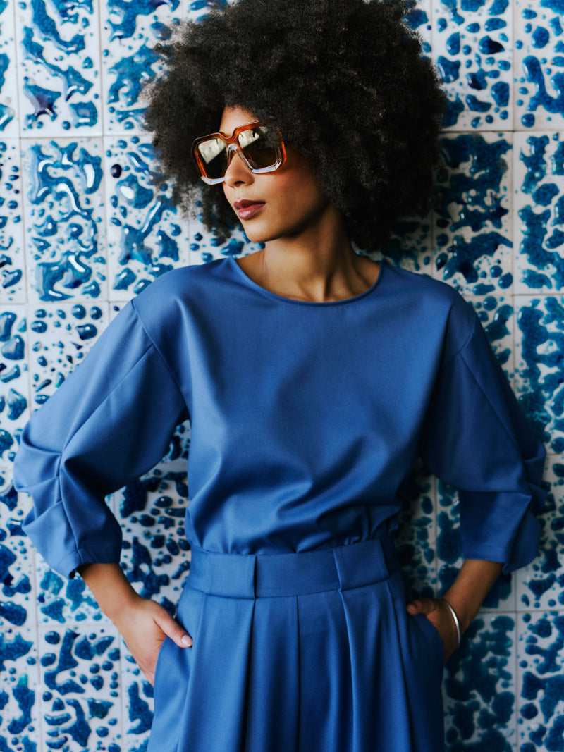 Stahlblaue Bluse Camille