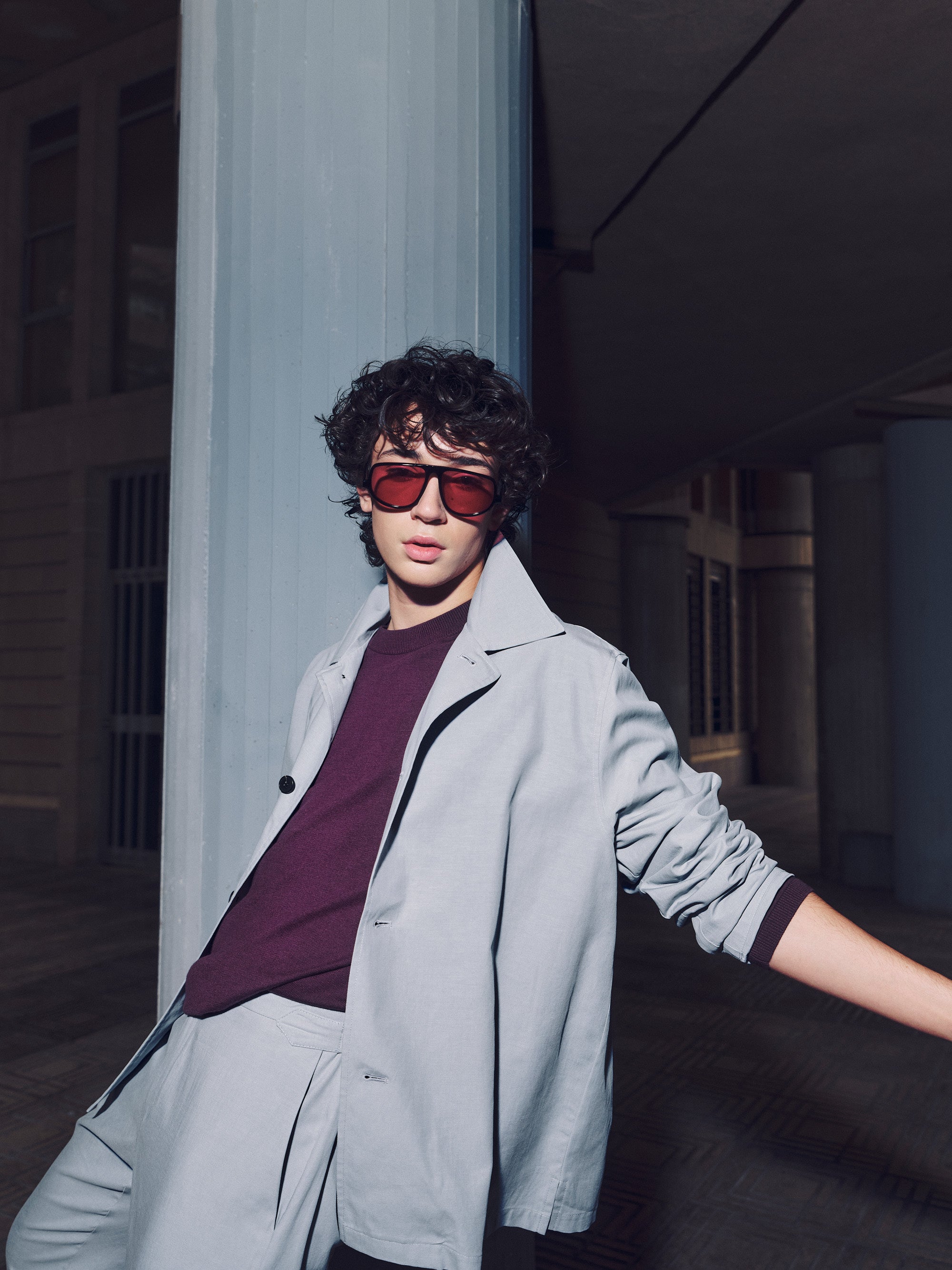 Ferre vest in steel grey herringbone