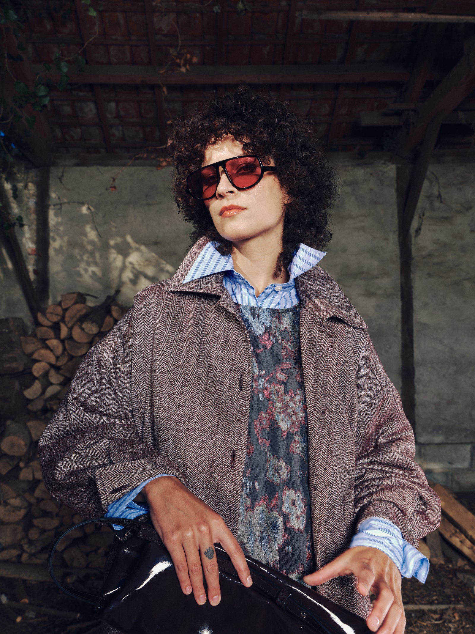 Gerrit jacket in merlot herringbone