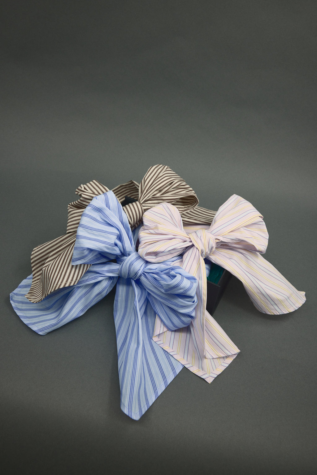 Olive strik in blue vintage cotton stripes