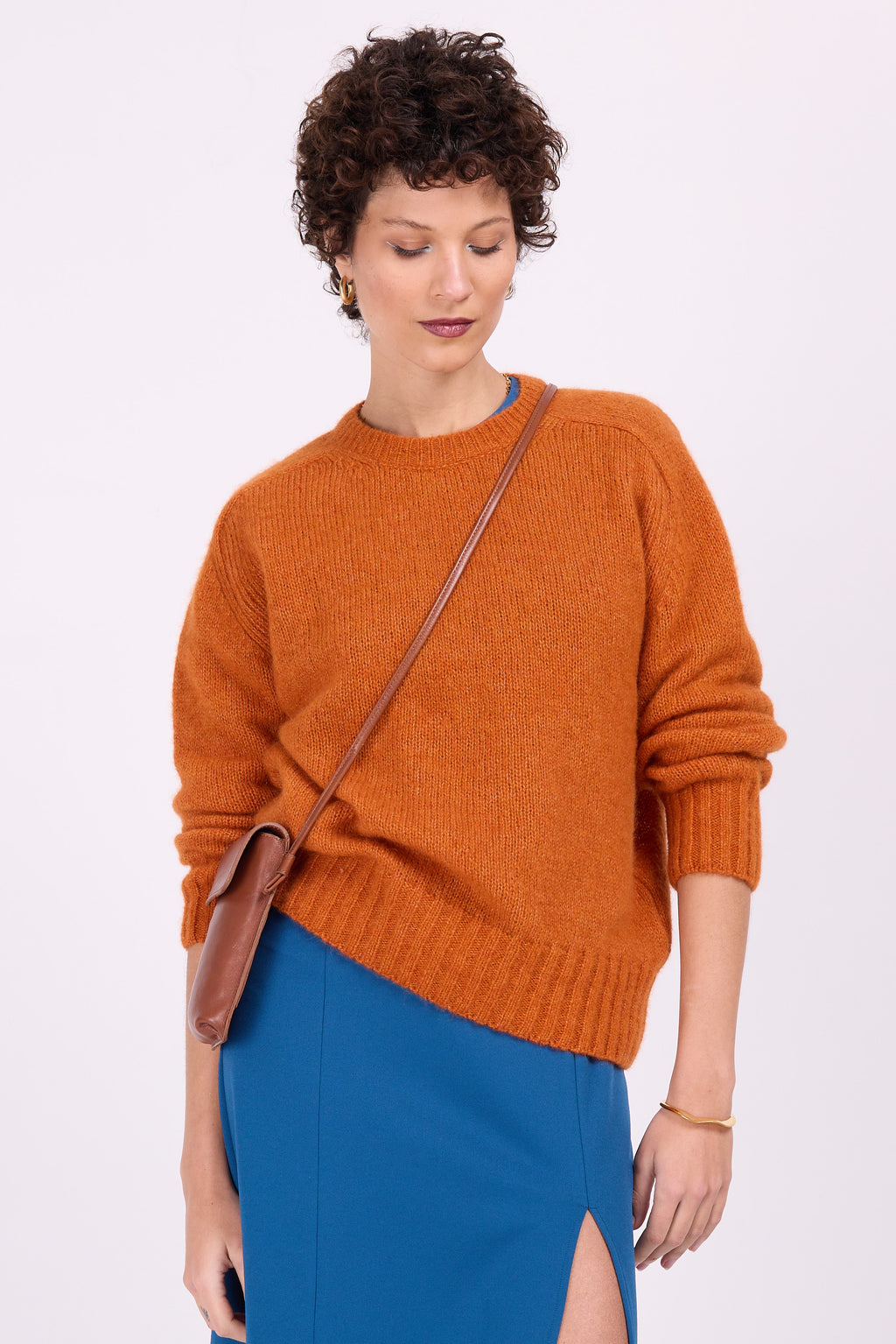 Oranger Alpaka-Pullover Asmara
