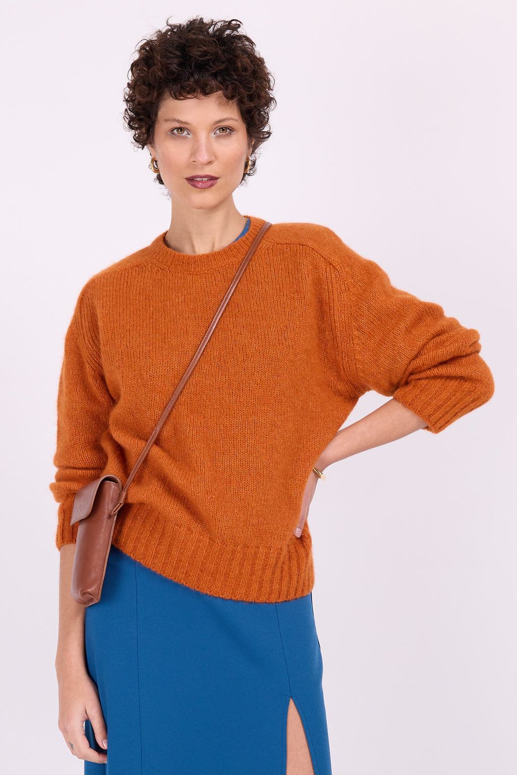 Oranger Alpaka-Pullover Asmara