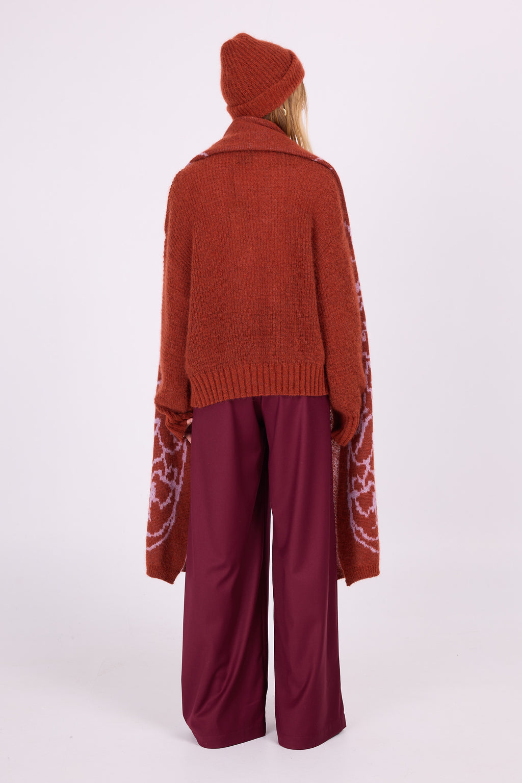 Cardigan en alpaga couleur rouille d'Amsterdam