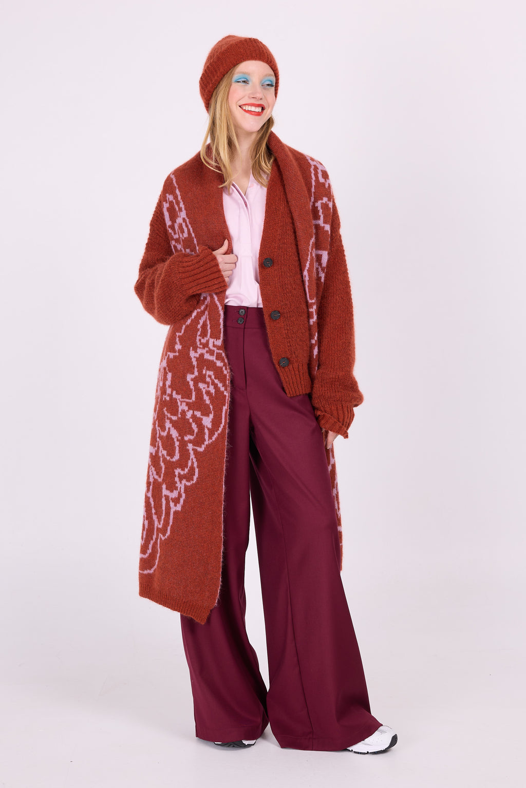 Cardigan en alpaga couleur rouille d'Amsterdam