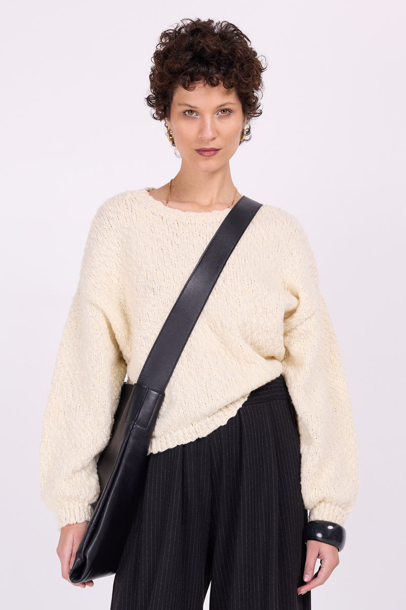 Brasilia chalk white sweater in bubbly wool