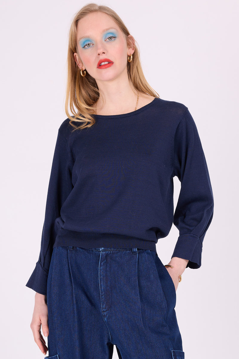 Falco Mitternachtsblauer Baumwollpullover