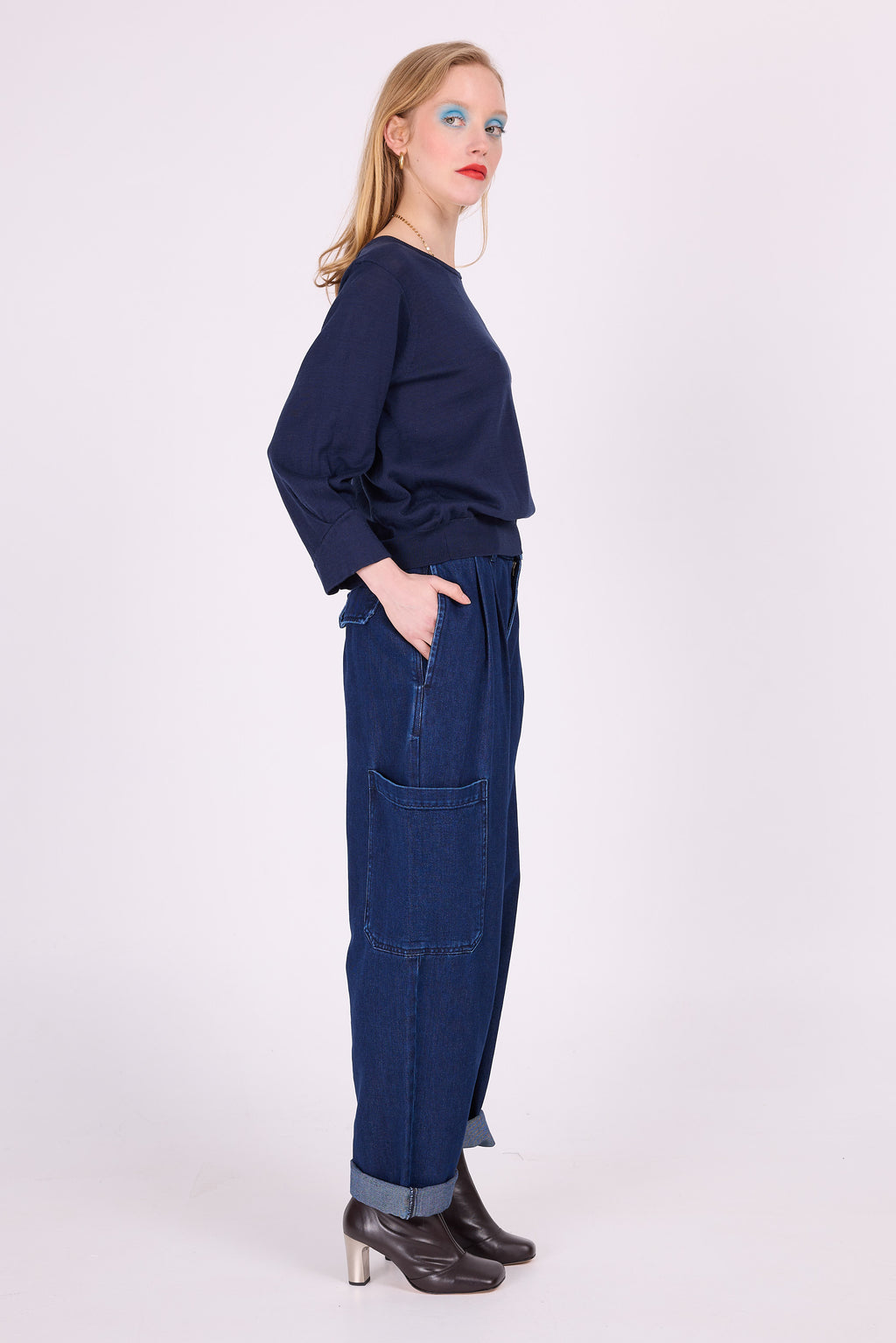 Falco Mitternachtsblauer Baumwollpullover
