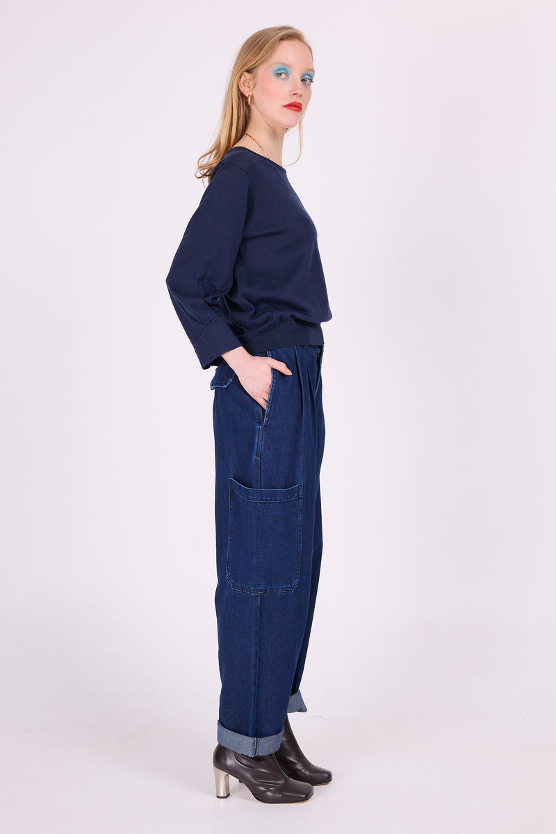 Falco Mitternachtsblauer Baumwollpullover