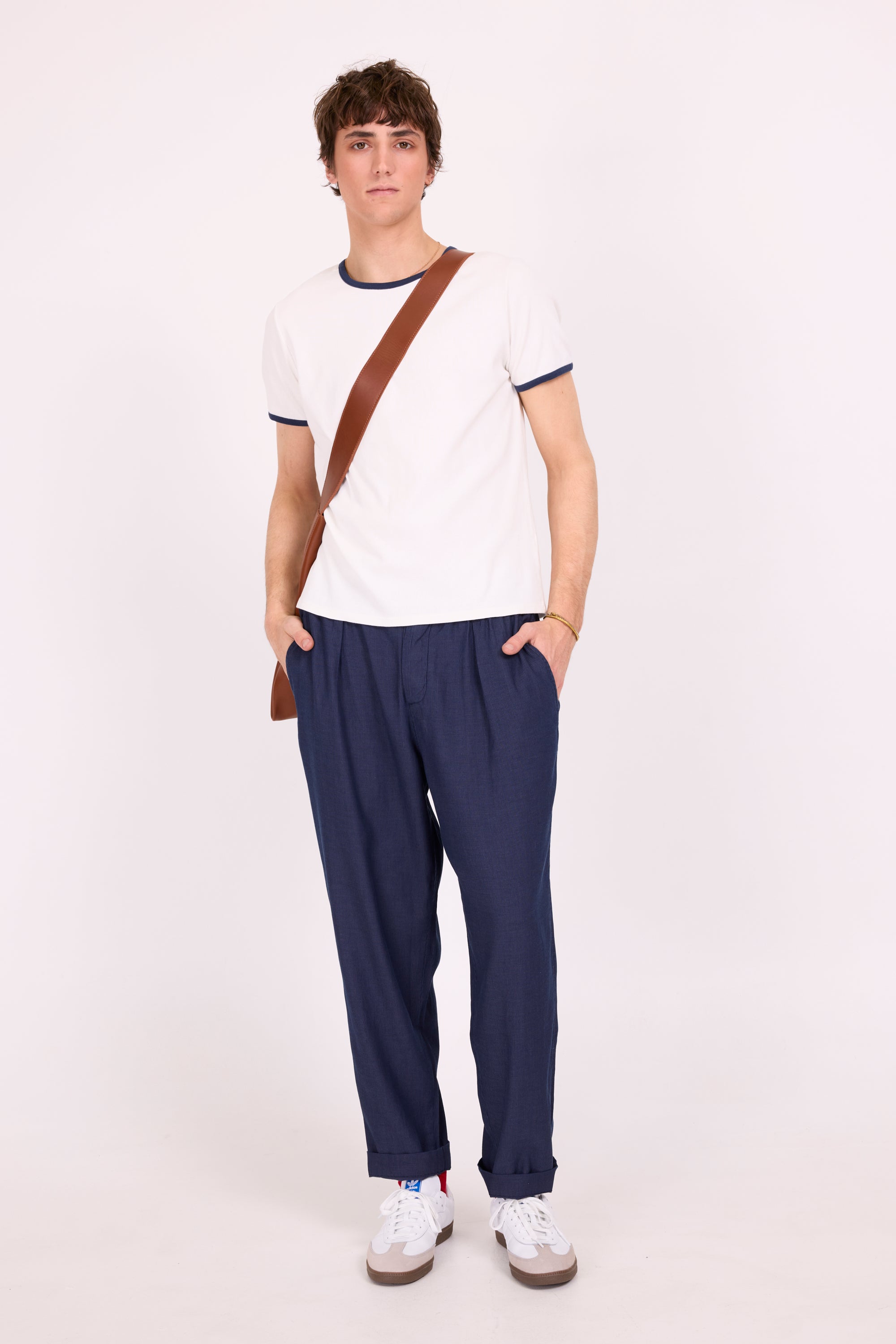 Drue T-shirt met navy contrastboord