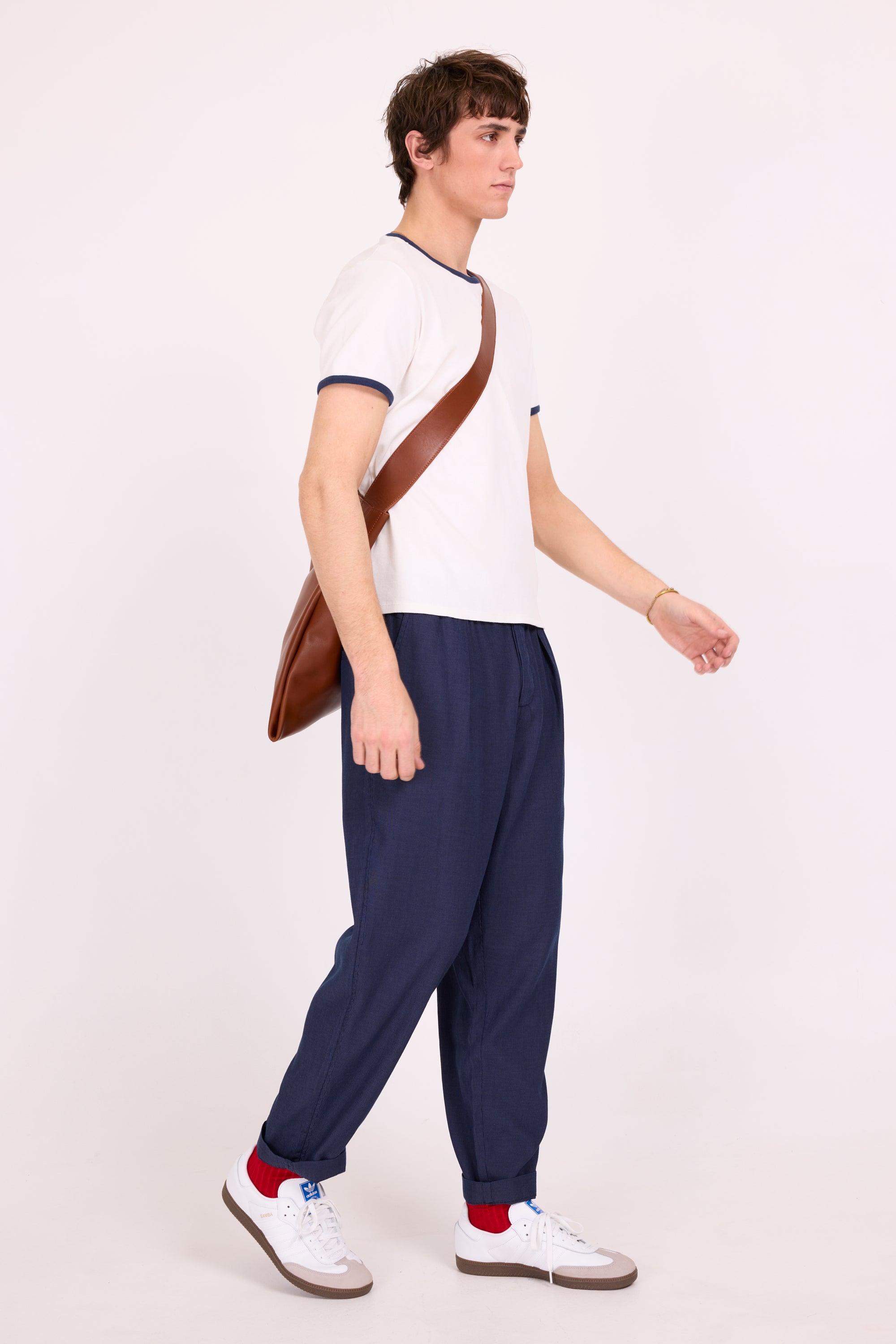 Drue T-shirt met navy contrastboord