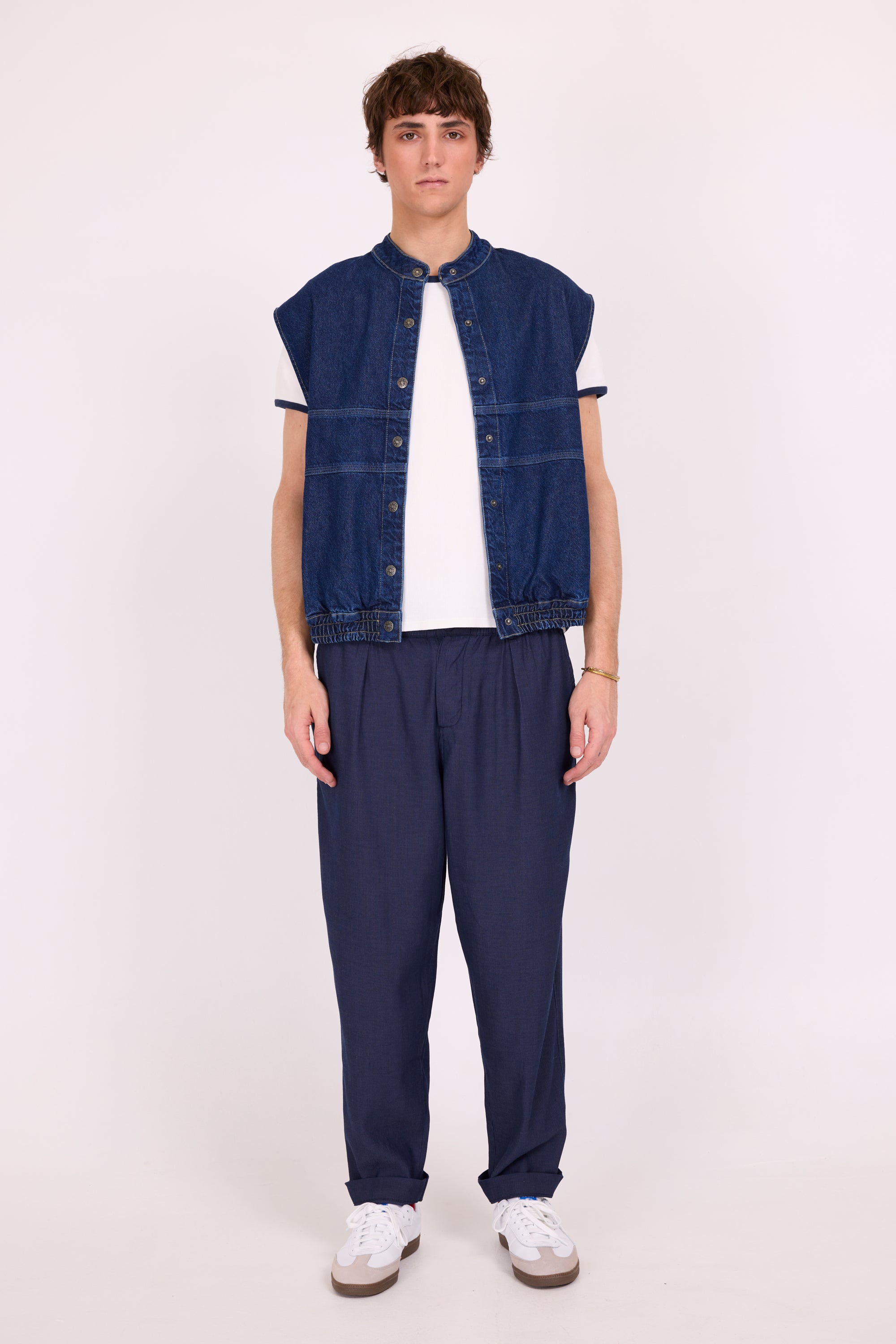 Drue T-shirt met navy contrastboord