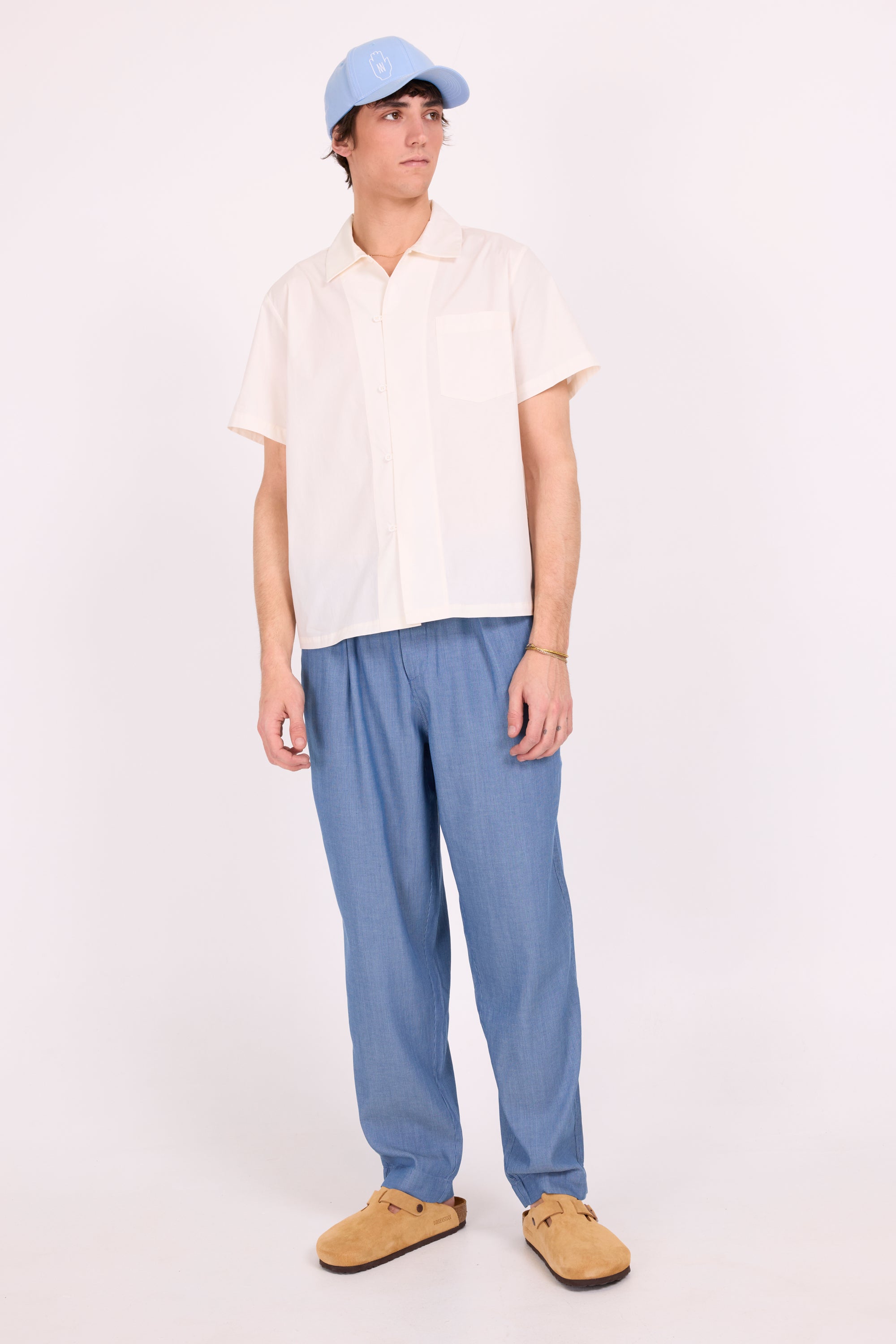 Dan lichtgestreepte barrel broek