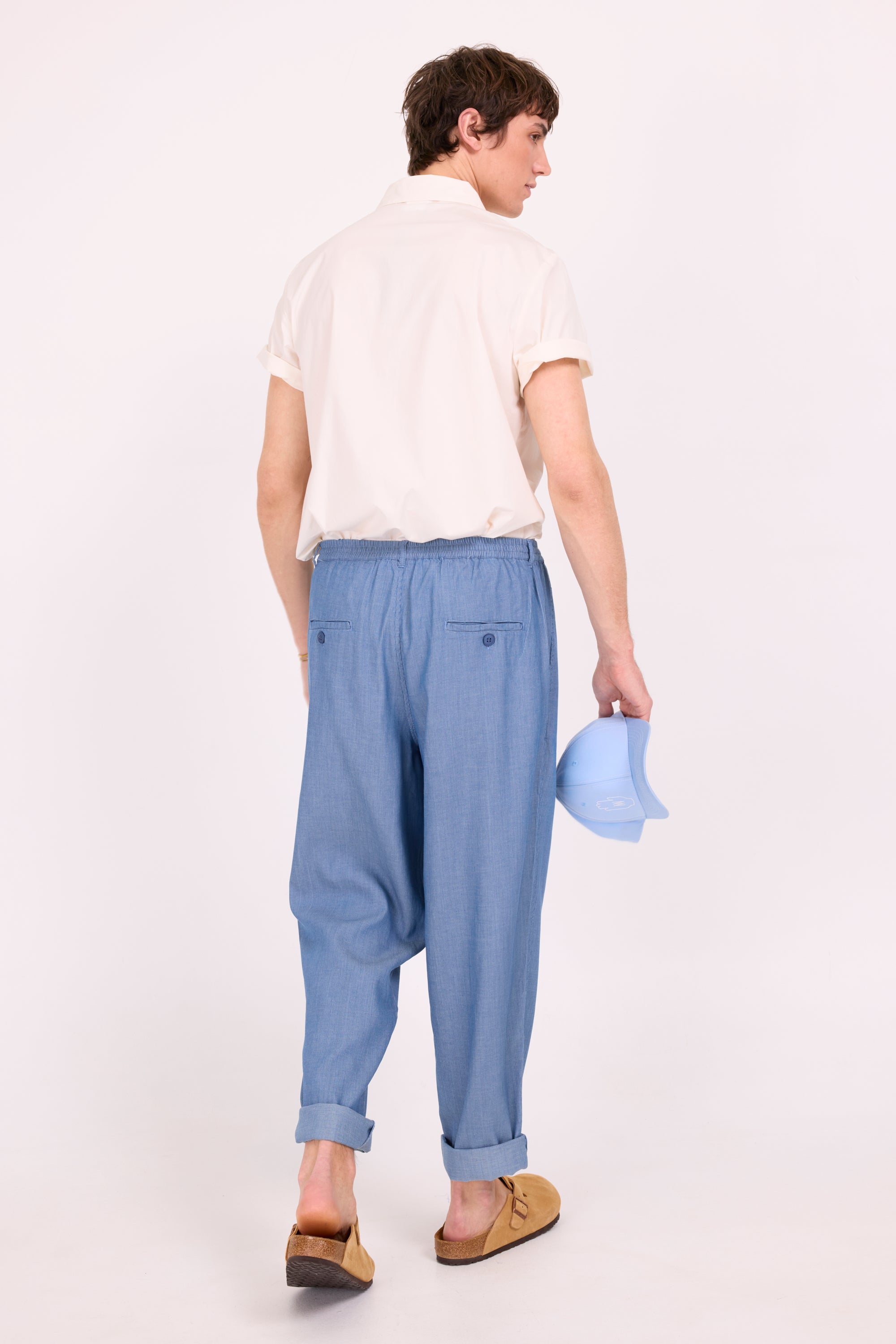 Dan lichtgestreepte barrel broek