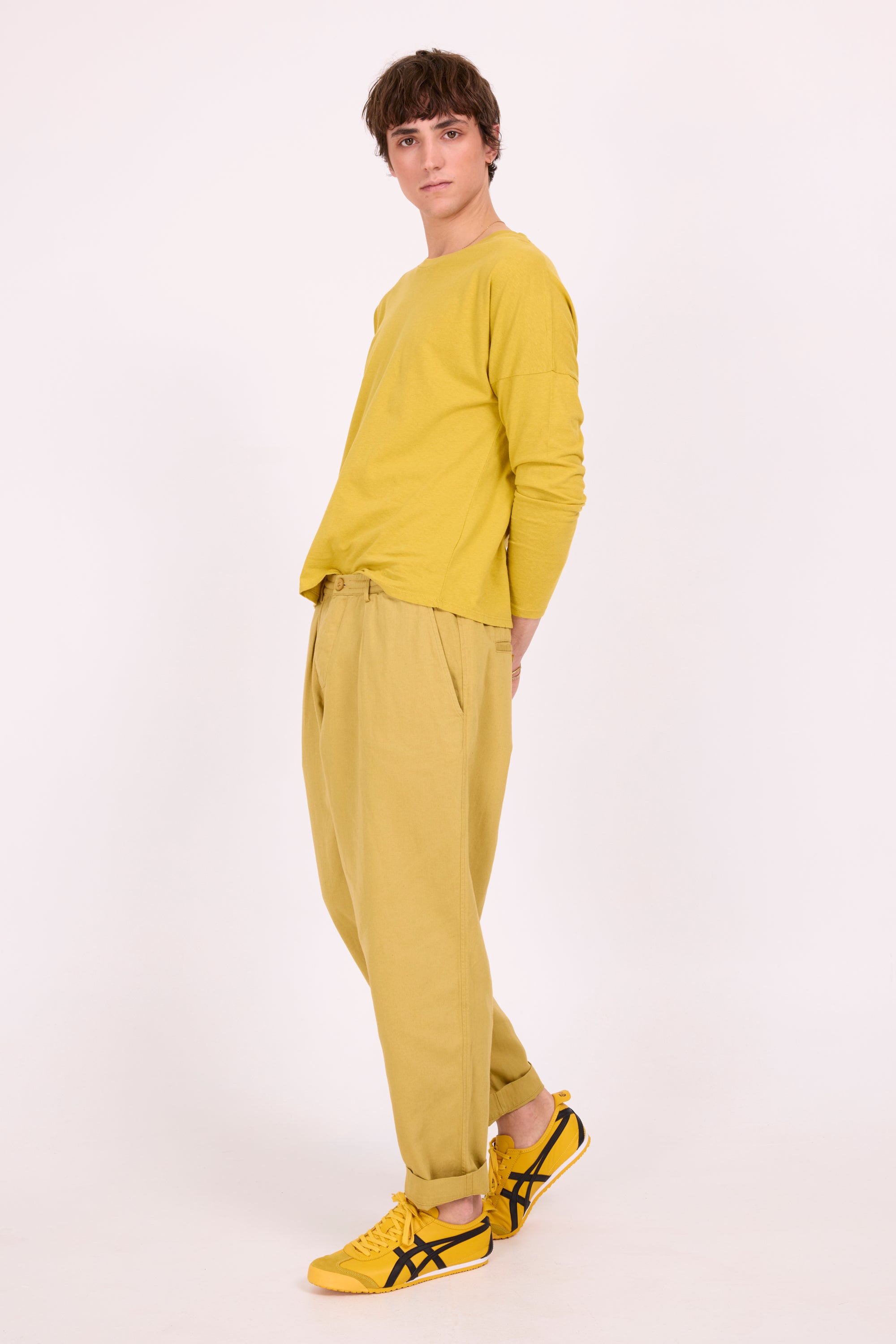 Dan olijfkleurige barrel broek