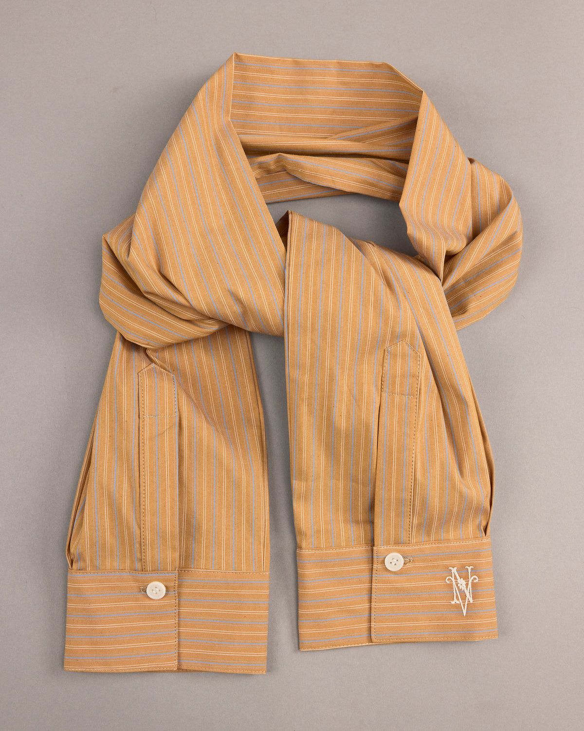 Ganna sjaaltje in mustard gold / blue stripes