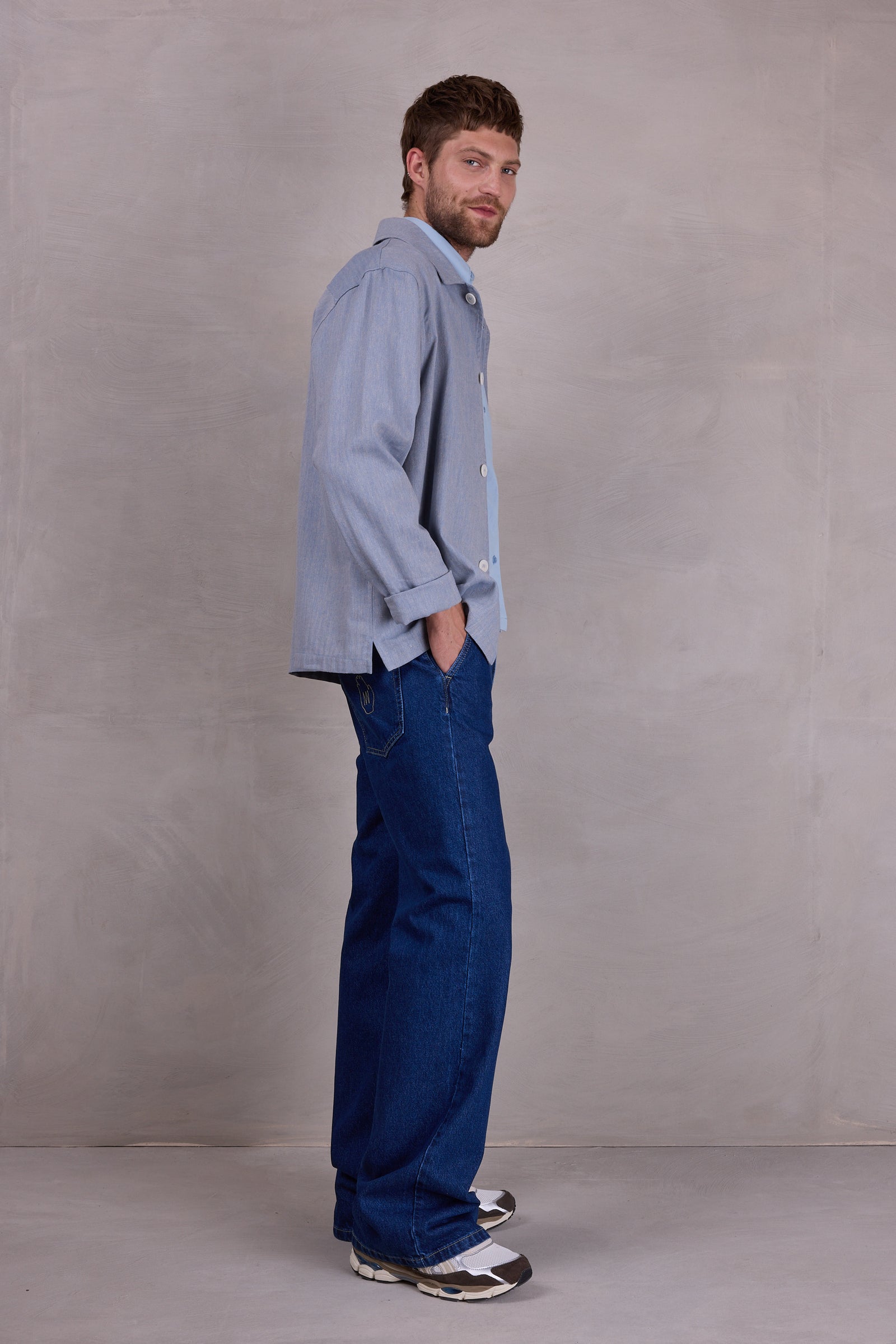 Ferre vest in dusk blue herringbone