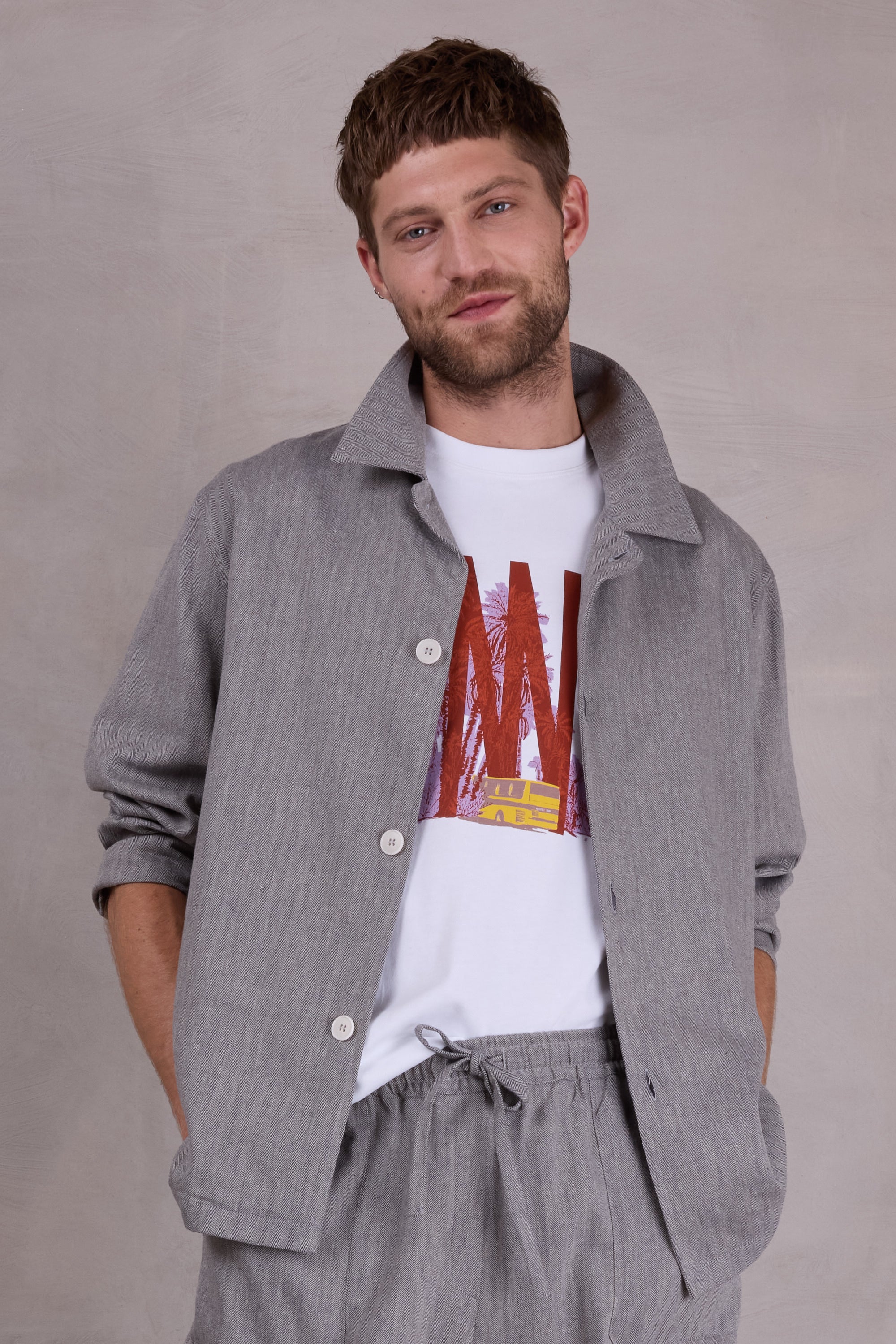 Ferre vest in steel grey herringbone