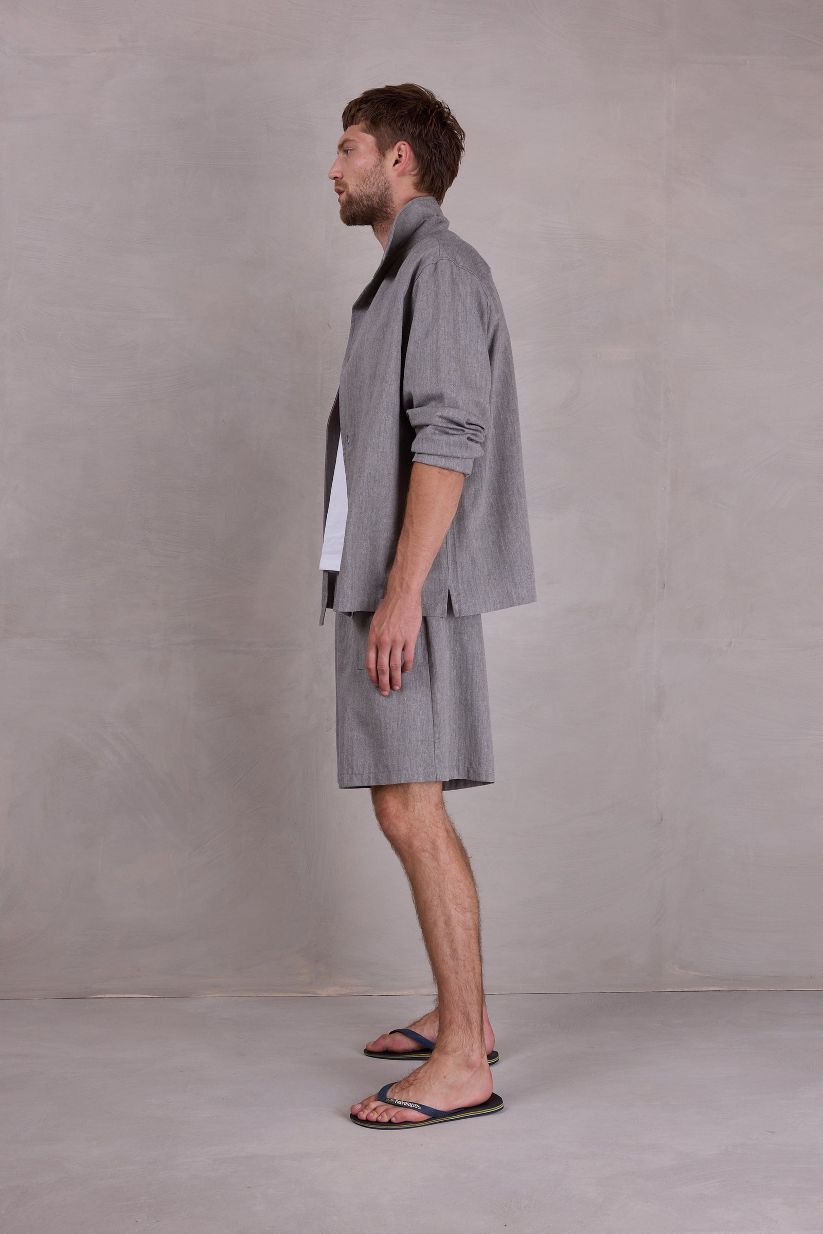 Ferre vest in steel grey herringbone