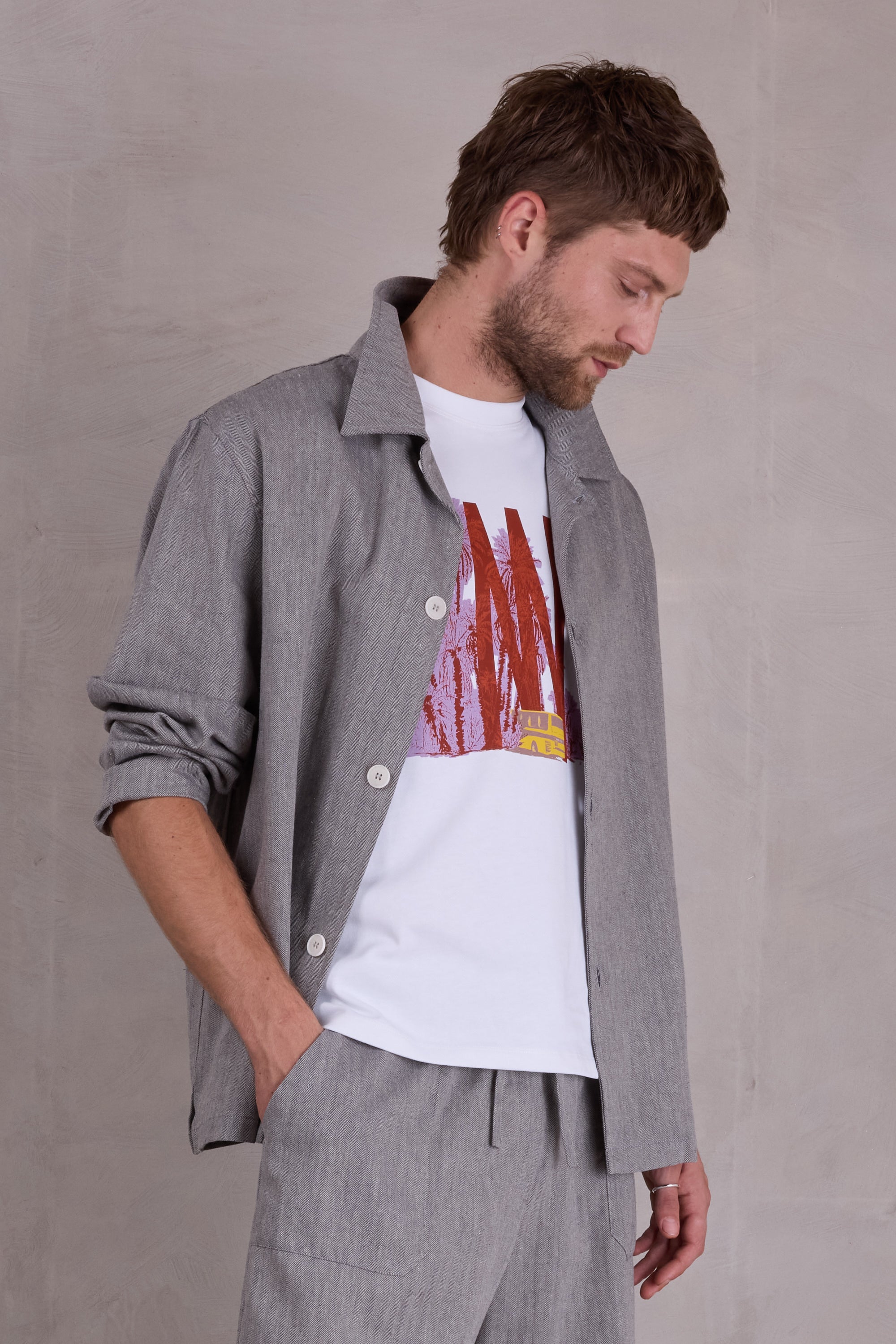 Ferre vest in steel grey herringbone