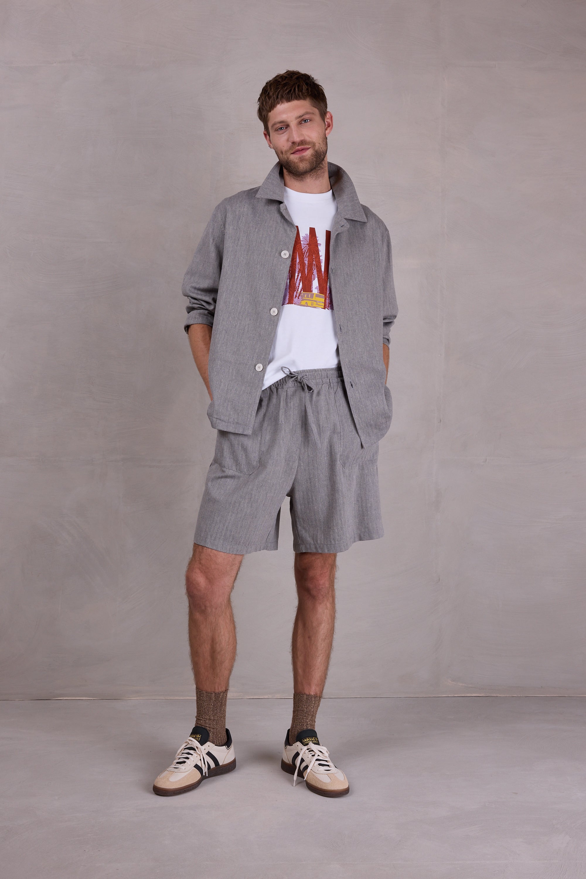 Ferre vest in steel grey herringbone