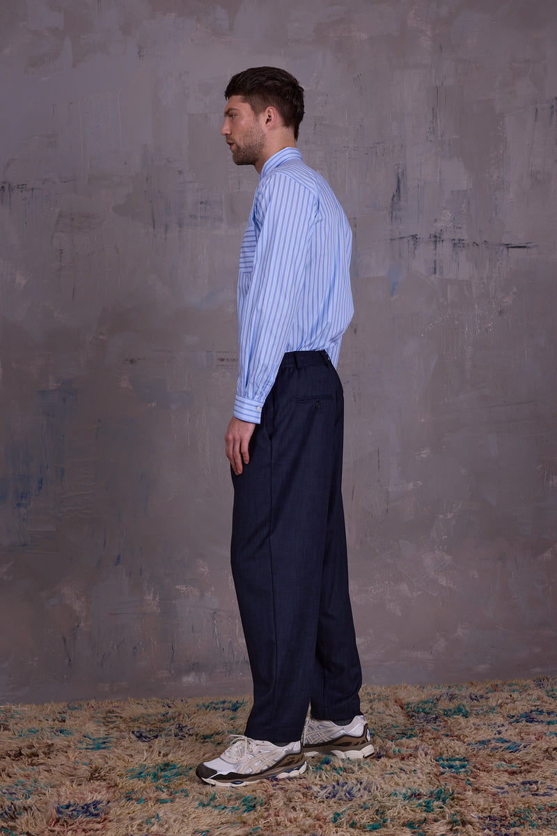 Godfried shirt in blue vintage cotton stripes