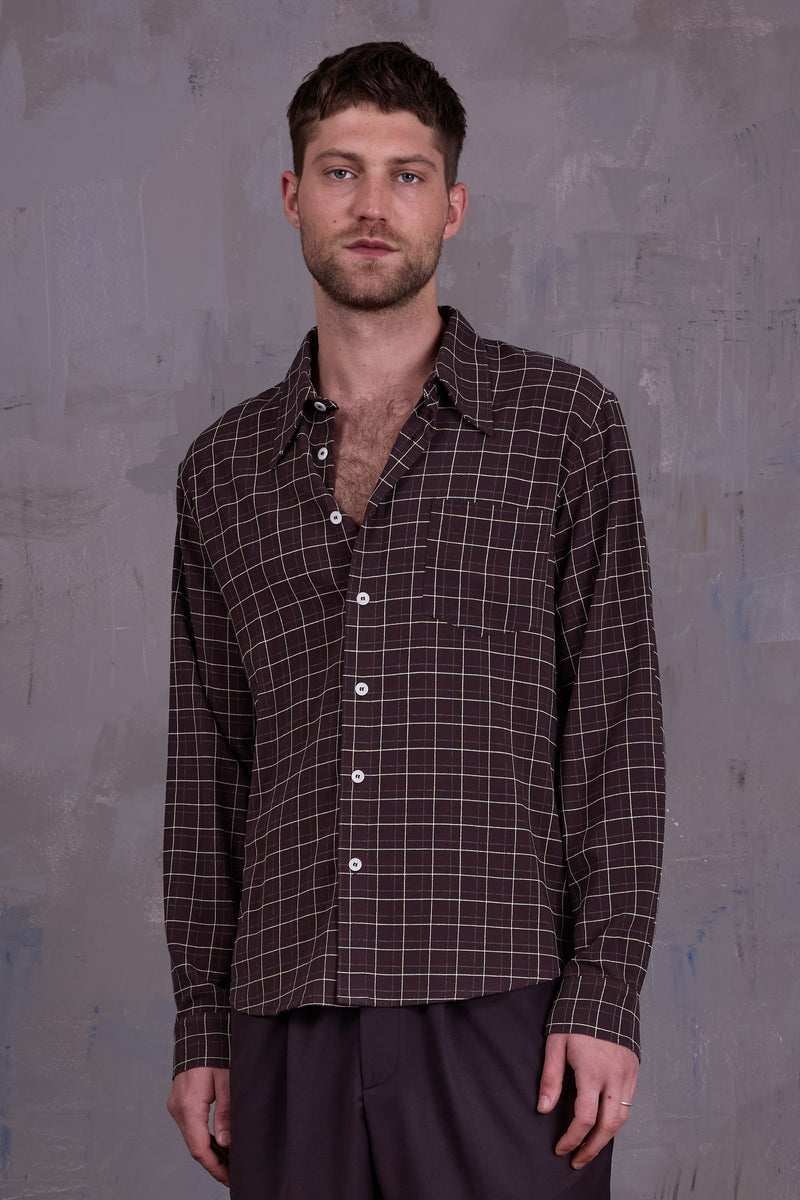 Godfried shirt in brown ecru checks