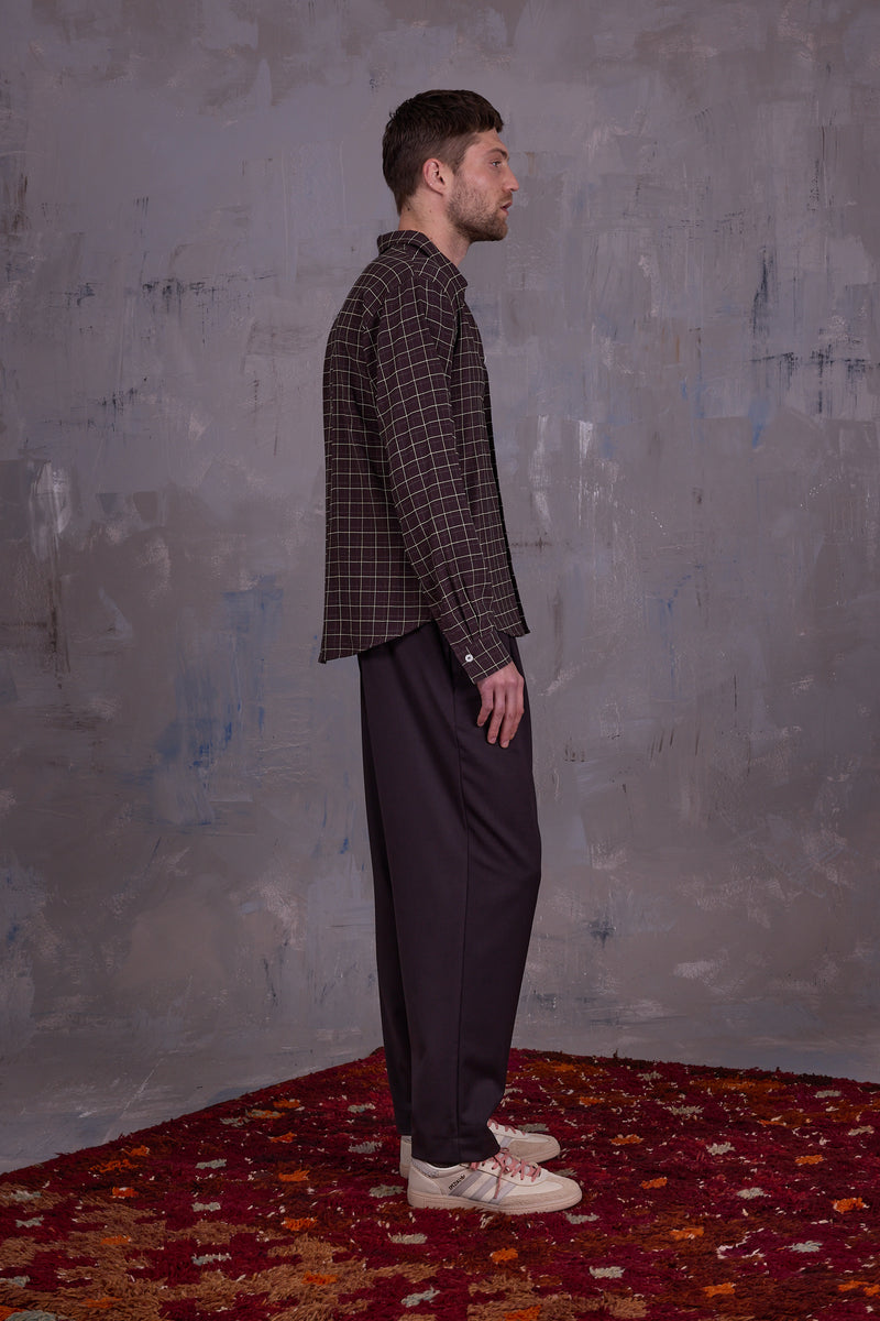 Godfried shirt in brown ecru checks